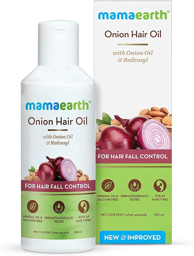 Onion Oil for Women : Mamaearth Onion Hair Oil with Onion Oil 