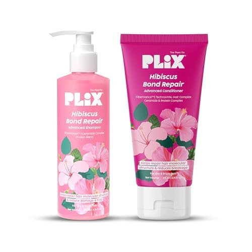 Natural Shampoos & Conditioners : PLIX - THE PLANT FIX - Hibiscus Bond Repair Shampoo (200ml) + Conditioner (175ml)